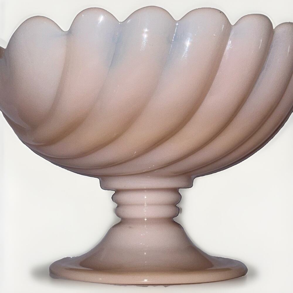 Vintage Cambridge Glass Crown Tuscan Pink Milk Glass Sea Shell Footed Compote